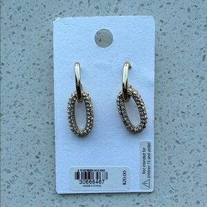 EXPRESS Gold Crystal Oval Chain Link Drop Earrings
